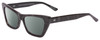 Profile View of SITO SHADES WONDERLAND Designer Polarized Sunglasses with Custom Cut Smoke Grey Lenses in Black Mamba Ladies Cat Eye Full Rim Acetate 54 mm