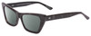 Profile View of SITO SHADES WONDERLAND Designer Polarized Reading Sunglasses with Custom Cut Powered Smoke Grey Lenses in Black Mamba Ladies Cat Eye Full Rim Acetate 54 mm