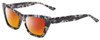 Profile View of SITO SHADES WONDERLAND Designer Polarized Sunglasses with Custom Cut Red Mirror Lenses in Black Grey Tortoise Ladies Cat Eye Full Rim Acetate 54 mm