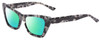 Profile View of SITO SHADES WONDERLAND Designer Polarized Reading Sunglasses with Custom Cut Powered Green Mirror Lenses in Black Grey Tortoise Ladies Cat Eye Full Rim Acetate 54 mm