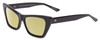 Profile View of SITO SHADES WONDERLAND Designer Polarized Reading Sunglasses with Custom Cut Powered Sun Flower Yellow Lenses in Black Ladies Cat Eye Full Rim Acetate 54 mm