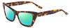 Profile View of SITO SHADES WONDERLAND Designer Polarized Reading Sunglasses with Custom Cut Powered Green Mirror Lenses in Honey Tortoise Havana Ladies Cat Eye Full Rim Acetate 54 mm