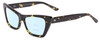 Profile View of SITO SHADES WONDERLAND Designer Progressive Lens Blue Light Blocking Eyeglasses in Limeade Black Yellow Tortoise Ladies Cat Eye Full Rim Acetate 54 mm