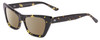 Profile View of SITO SHADES WONDERLAND Designer Polarized Sunglasses with Custom Cut Amber Brown Lenses in Limeade Black Yellow Tortoise Ladies Cat Eye Full Rim Acetate 54 mm