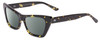 Profile View of SITO SHADES WONDERLAND Designer Polarized Sunglasses with Custom Cut Smoke Grey Lenses in Limeade Black Yellow Tortoise Ladies Cat Eye Full Rim Acetate 54 mm