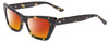 Profile View of SITO SHADES WONDERLAND Designer Polarized Sunglasses with Custom Cut Red Mirror Lenses in Limeade Black Yellow Tortoise Ladies Cat Eye Full Rim Acetate 54 mm