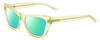 Profile View of SITO SHADES WONDERLAND Designer Polarized Reading Sunglasses with Custom Cut Powered Green Mirror Lenses in Limeade Green Crystal Ladies Cat Eye Full Rim Acetate 54 mm