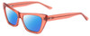 Profile View of SITO SHADES WONDERLAND Designer Polarized Sunglasses with Custom Cut Blue Mirror Lenses in Watermelon Pink Crystal Ladies Cat Eye Full Rim Acetate 54 mm