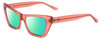 Profile View of SITO SHADES WONDERLAND Designer Polarized Reading Sunglasses with Custom Cut Powered Green Mirror Lenses in Watermelon Pink Crystal Ladies Cat Eye Full Rim Acetate 54 mm