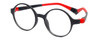Profile View of Cruiser KIDS 027-C3 Designer Blue Light Blocking Eyeglasses in Matte Black Red Unisex Round Full Rim Plastic 44 mm