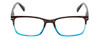 Front View of Calabria R218 Womens Rectangular Designer Reading Glasses Blue Crystal Fade 51mm