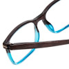 Close Up View of Calabria R218 Womens Rectangular Designer Reading Glasses Blue Crystal Fade 51mm