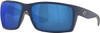 Profile View of Costa Del Mar Men Reefton Polarized Rectangular Sunglasses Blue Mirror 580P 64mm