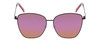 Front View of Kendall+Kylie RILEY Womens Butterfly Sunglasses Black Crystal/Purple Mirror 58mm