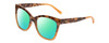 Profile View of Kendall+Kylie KK5120CE MARA Designer Polarized Reading Sunglasses with Custom Cut Powered Green Mirror Lenses in Demi Tortoise Havana Gradient Ladies Cat Eye Full Rim Acetate 55 mm