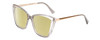 Profile View of Kendall+Kylie KK5126 CHARLOTTE Designer Polarized Reading Sunglasses with Custom Cut Powered Sun Flower Yellow Lenses in Smoke Grey Crystal Gold Ladies Cat Eye Full Rim Acetate 54 mm