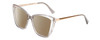 Profile View of Kendall+Kylie KK5126 CHARLOTTE Designer Polarized Reading Sunglasses with Custom Cut Powered Amber Brown Lenses in Smoke Grey Crystal Gold Ladies Cat Eye Full Rim Acetate 54 mm
