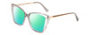 Profile View of Kendall+Kylie KK5126 CHARLOTTE Designer Polarized Reading Sunglasses with Custom Cut Powered Green Mirror Lenses in Smoke Grey Crystal Gold Ladies Cat Eye Full Rim Acetate 54 mm