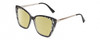 Profile View of Kendall+Kylie KK5126 CHARLOTTE Designer Polarized Reading Sunglasses with Custom Cut Powered Sun Flower Yellow Lenses in Marble Black Clear Crystal Silver Ladies Cat Eye Full Rim Acetate 54 mm