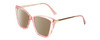 Profile View of Kendall+Kylie KK5126 CHARLOTTE Designer Polarized Sunglasses with Custom Cut Amber Brown Lenses in Blush Pink Crystal Gold Ladies Cat Eye Full Rim Acetate 54 mm