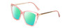 Profile View of Kendall+Kylie KK5126 CHARLOTTE Designer Polarized Reading Sunglasses with Custom Cut Powered Green Mirror Lenses in Blush Pink Crystal Gold Ladies Cat Eye Full Rim Acetate 54 mm