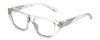 Profile View of Kendall+Kylie KK5131CE BLAKE Designer Progressive Lens Blue Light Blocking Eyeglasses in Clear Crystal Teal Ladies Rectangular Full Rim Acetate 54 mm