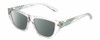 Profile View of Kendall+Kylie KK5131CE BLAKE Designer Polarized Sunglasses with Custom Cut Smoke Grey Lenses in Clear Crystal Teal Ladies Rectangular Full Rim Acetate 54 mm