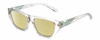 Profile View of Kendall+Kylie KK5131CE BLAKE Designer Polarized Reading Sunglasses with Custom Cut Powered Sun Flower Yellow Lenses in Clear Crystal Teal Ladies Rectangular Full Rim Acetate 54 mm