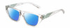Profile View of Kendall+Kylie KK5131CE BLAKE Designer Polarized Reading Sunglasses with Custom Cut Powered Blue Mirror Lenses in Clear Crystal Teal Ladies Rectangular Full Rim Acetate 54 mm