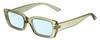 Profile View of Kendall+Kylie KK5137CE GEMMA Designer Blue Light Blocking Eyeglasses in Mint Green Crystal Ladies Rectangular Full Rim Acetate 51 mm