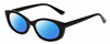Profile View of Kendall+Kylie KK5140CE KAIA Designer Polarized Sunglasses with Custom Cut Blue Mirror Lenses in Shiny Black Ladies Oval Full Rim Acetate 51 mm