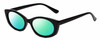 Profile View of Kendall+Kylie KK5140CE KAIA Designer Polarized Reading Sunglasses with Custom Cut Powered Green Mirror Lenses in Shiny Black Ladies Oval Full Rim Acetate 51 mm