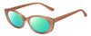 Profile View of Kendall+Kylie KK5140CE KAIA Designer Polarized Reading Sunglasses with Custom Cut Powered Green Mirror Lenses in Matte Blush Pink Ladies Oval Full Rim Acetate 51 mm