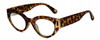 Profile View of Kendall+Kylie KK5143CE ALEXANDRA Designer Blue Light Blocking Eyeglasses in Amber Demi Tortoise Havana Crystal Gold Ladies Cat Eye Full Rim Acetate 49 mm