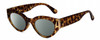 Profile View of Kendall+Kylie KK5143CE ALEXANDRA Designer Polarized Sunglasses with Custom Cut Smoke Grey Lenses in Amber Demi Tortoise Havana Crystal Gold Ladies Cat Eye Full Rim Acetate 49 mm