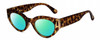 Profile View of Kendall+Kylie KK5143CE ALEXANDRA Designer Polarized Reading Sunglasses with Custom Cut Powered Green Mirror Lenses in Amber Demi Tortoise Havana Crystal Gold Ladies Cat Eye Full Rim Acetate 49 mm