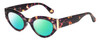 Profile View of Kendall+Kylie KK5143CE ALEXANDRA Designer Polarized Reading Sunglasses with Custom Cut Powered Green Mirror Lenses in Violet Demi Tortoise Havana Crystal Gold Ladies Cat Eye Full Rim Acetate 49 mm