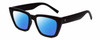 Profile View of Kendall+Kylie KK5145CE SADIE Designer Polarized Reading Sunglasses with Custom Cut Powered Blue Mirror Lenses in Matte Black Ladies Square Full Rim Acetate 50 mm