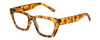 Profile View of Kendall+Kylie KK5145CE SADIE Designer Blue Light Blocking Eyeglasses in Amber Demi Tortoise Havana Crystal Ladies Square Full Rim Acetate 50 mm