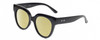 Profile View of Kendall+Kylie KK5149CE JAMIE Designer Polarized Reading Sunglasses with Custom Cut Powered Sun Flower Yellow Lenses in Gloss Black Ladies Round Full Rim Acetate 51 mm