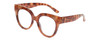Profile View of Kendall+Kylie KK5149CE JAMIE Designer Blue Light Blocking Eyeglasses in Golden Demi Tortoise Havana Crystal Ladies Round Full Rim Acetate 51 mm
