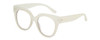 Profile View of Kendall+Kylie KK5149CE JAMIE Designer Blue Light Blocking Eyeglasses in Milky Beige Crystal Ladies Round Full Rim Acetate 51 mm