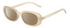 Profile View of Kendall+Kylie KK5153CE VANESSA Designer Polarized Reading Sunglasses with Custom Cut Powered Amber Brown Lenses in Milky Beige Crystal Ladies Oval Full Rim Acetate 54 mm