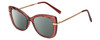 Profile View of Kendall+Kylie KK5156CE FRANNIE Designer Polarized Sunglasses with Custom Cut Smoke Grey Lenses in Blush Pink Crystal Rose Gold Ladies Cat Eye Full Rim Acetate 52 mm