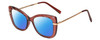 Profile View of Kendall+Kylie KK5156CE FRANNIE Designer Polarized Sunglasses with Custom Cut Blue Mirror Lenses in Blush Pink Crystal Rose Gold Ladies Cat Eye Full Rim Acetate 52 mm