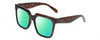 Profile View of Kendall+Kylie KK5160CE COLLEEN Designer Polarized Reading Sunglasses with Custom Cut Powered Green Mirror Lenses in Amber Tortoise Havana Crystal Ladies Square Full Rim Acetate 54 mm