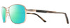 Profile View of REVO CLIVE Designer Polarized Reading Sunglasses with Custom Cut Powered Green Mirror Lenses in Satin Gold Brown Mens Oval Full Rim Metal 58 mm