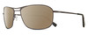 Profile View of REVO SURGE Designer Polarized Sunglasses with Custom Cut Amber Brown Lenses in Matte Gunmetal Black Mens Rectangular Full Rim Metal 62 mm
