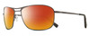 Profile View of REVO SURGE Designer Polarized Sunglasses with Custom Cut Red Mirror Lenses in Matte Gunmetal Black Mens Rectangular Full Rim Metal 62 mm
