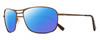 Profile View of REVO SURGE Designer Polarized Sunglasses with Custom Cut Blue Mirror Lenses in Matte Brown Tortoise Havana Mens Rectangular Full Rim Metal 62 mm